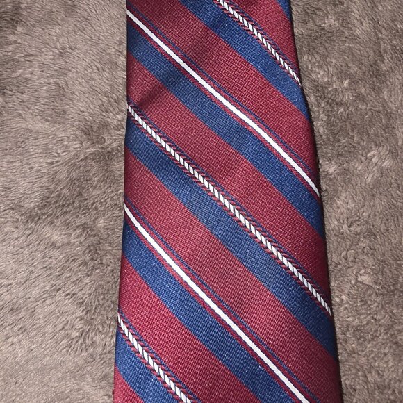 Givenchy Signature Collection Tie Red Navy Stripe Career Formal - Picture 6 of 11